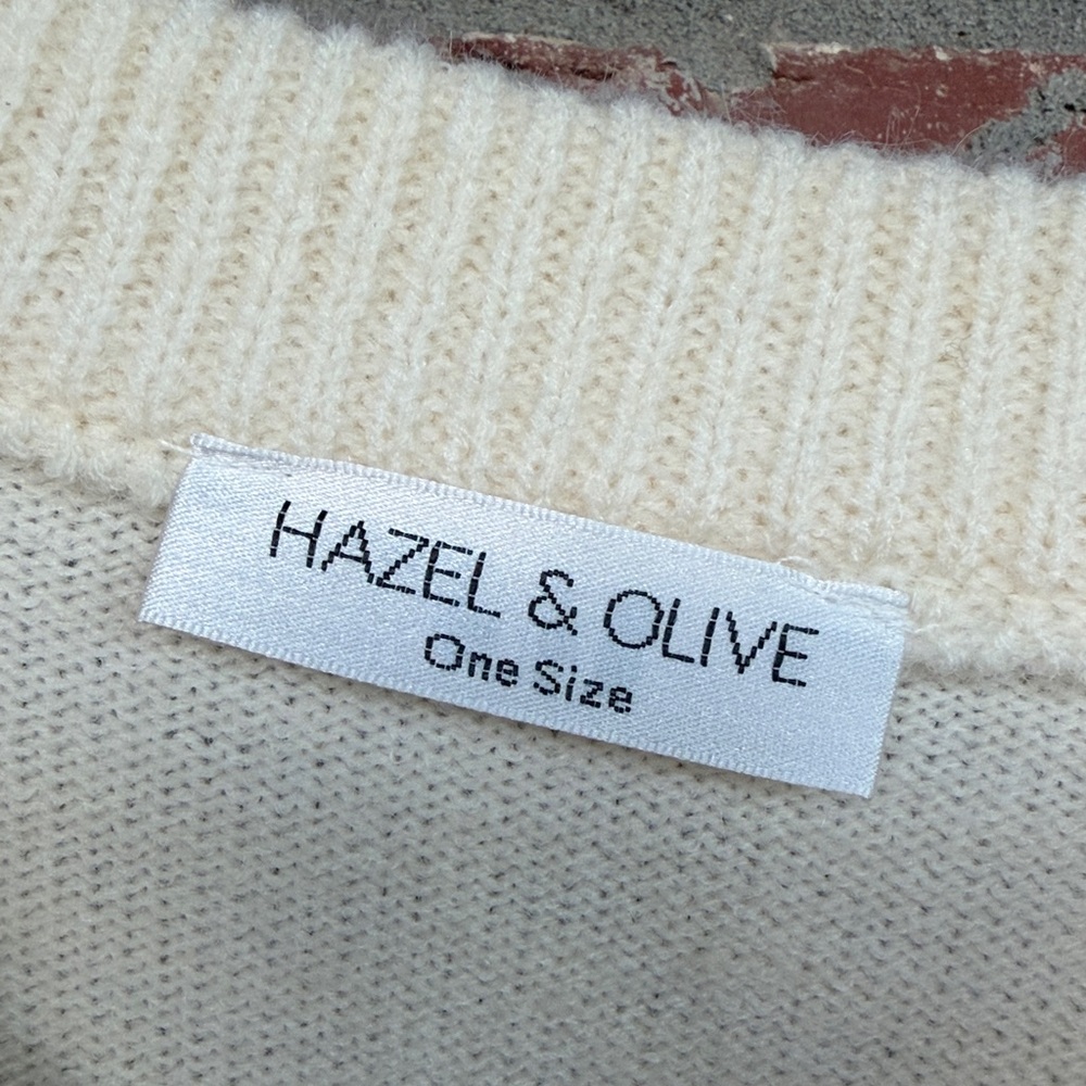 Hazel & Olive Cream Sweater with Colorful Smiley Faces one size - Picture 5 of 8